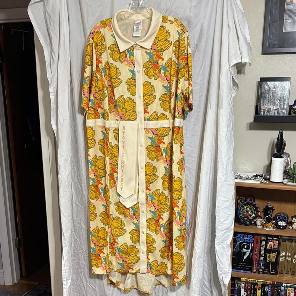 FINAL MARKDOWN Marvel Wakanda Black Panther Gold Casual Midi Dress